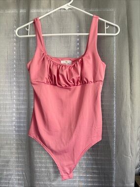 Pink Scoop-Neck Bodysuit